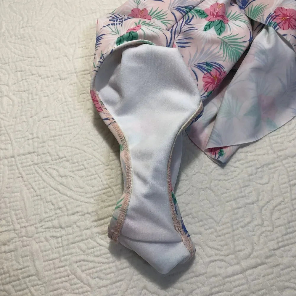 NWT Janie And Jack Swimsuit Girls Floral One-Shoulder Sz 10 Protection